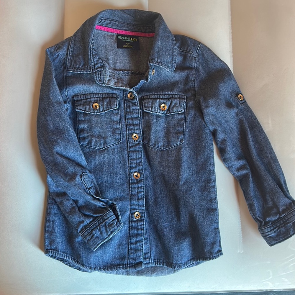 OshKosh 4t blue Jean long sleeve button down